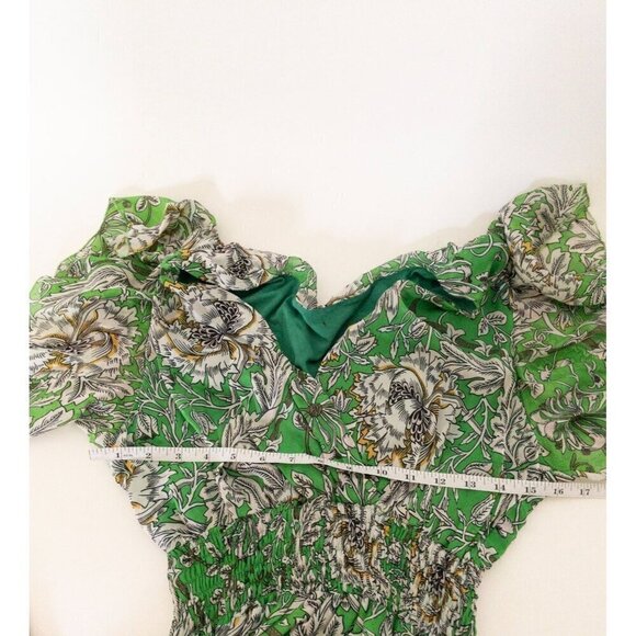 Le Ragazze Green Floral Maxi Dress Made In Italy Silk Blend - Picture 10 of 16